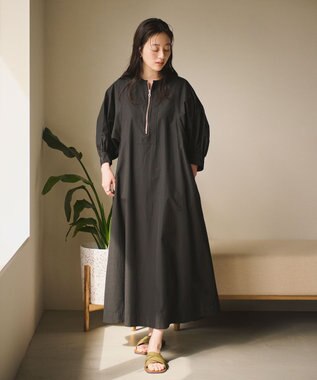 #Newans 【ANSWER for Co-Creation】ジップデザインパフスリーブワンピース ブラック系