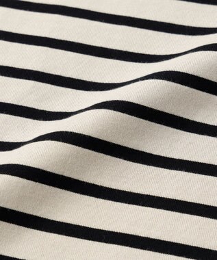 UNFILO 【洗える】ボーダーワイドTシャツ グレージュ×ブラックボーダー