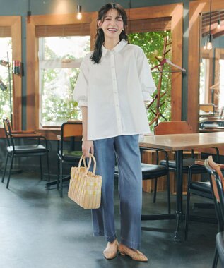 Tiaclasse 綿混ローン袖バルーンブラウス オフ