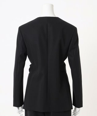 23区 L 【エステータ】コットンダブルクロス ノーカラージャケット ブラック系