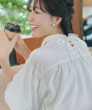 Tiaclasse 綿混ローン袖バルーンブラウス オフ