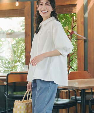 Tiaclasse 綿混ローン袖バルーンブラウス オフ