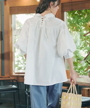 Tiaclasse 綿混ローン袖バルーンブラウス オフ