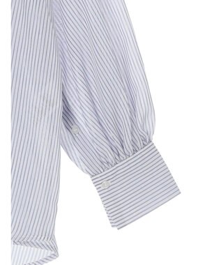 earth music&ecology ワンポイント刺繍ロングシャツ Stripe Navy