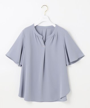 ANY SIS 【接触冷感・吸水速乾・UVカット】サラキレイ スキッパー ブラウス ライトブルー