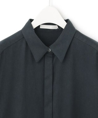 ICB 【洗える】 フィブリルツイル ロングシャツ ブラック系