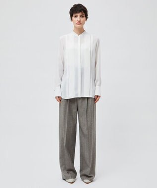 BEIGE， 【洗える】STOW / フロントタックブラウス Ecru