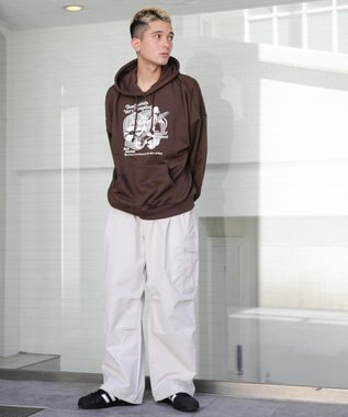 WEGO ヘビーウエイトユニークモチーフプルパーカー ブラウン