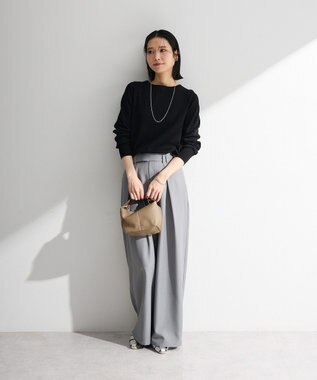 Green Parks パール調ボタン付き２ＷＡＹニットプルオーバー Black