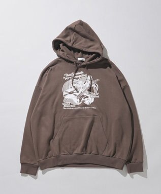 WEGO ヘビーウエイトユニークモチーフプルパーカー ブラウン