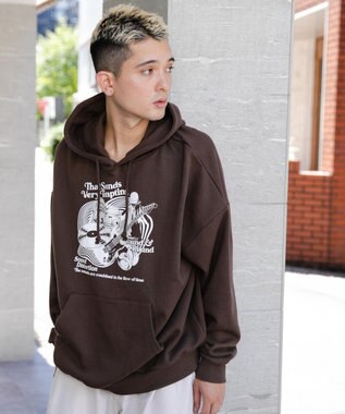 WEGO ヘビーウエイトユニークモチーフプルパーカー ブラウン