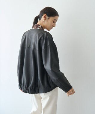 YECCA VECCA レザーライクノーカラーブルゾン Black