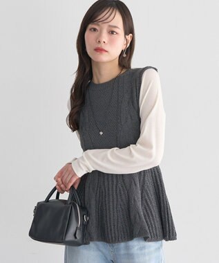 earth music&ecology フレアニットベスト Dark Gray