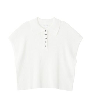 AMERICAN HOLIC フレンチスリーブリブニットポロ Off White