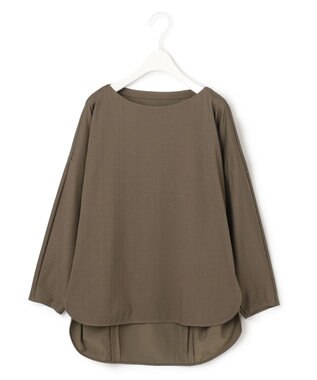 ICB 【洗える】タイプライタージャージー 8分袖ドルマンスリーブカットソー カーキ系