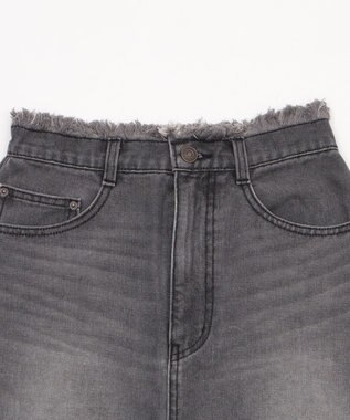 WEGO フリンジロングスリットデニムスカート デニムブラックソノタ