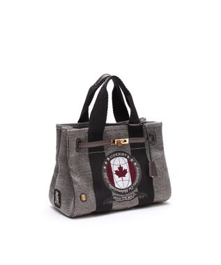 A.D.M.J. リネンラメクロス/前金具付トート32cm(Dカン＋) BLACK