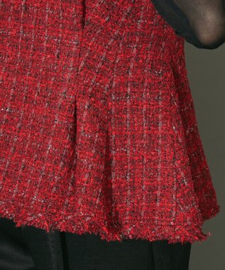 Green Parks ツイードペプラムベスト Red