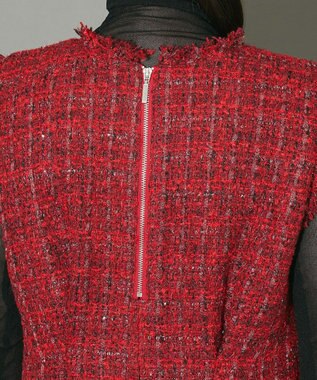 Green Parks ツイードペプラムベスト Red