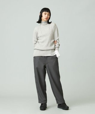 J.PRESS YORK STREET 【WOMEN】ANTI PILLING WOOL リブタートルニット ライトグレー系