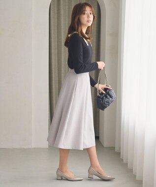 Feroux 【洗える】ショルダーリボン プルオーバーニット ブラック系