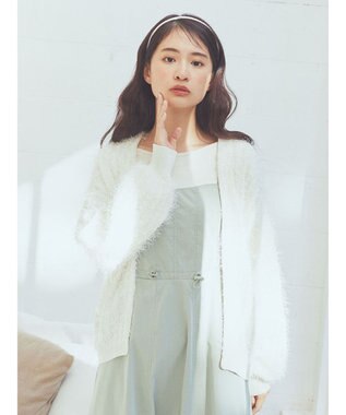 earth music&ecology ふさふさショートカーディガン Ivory