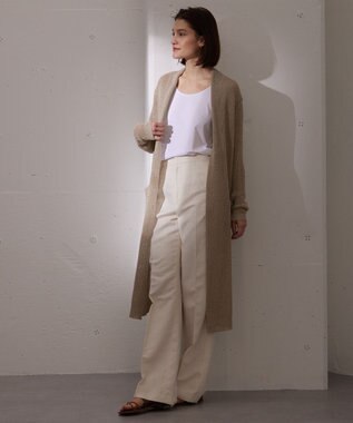 BEIGE， OPTICAL / ロングカーディガン Flax