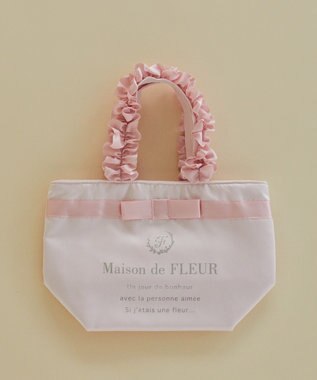 Maison de FLEUR ブランドロゴフリルハンドルトートSバッグ Pink
