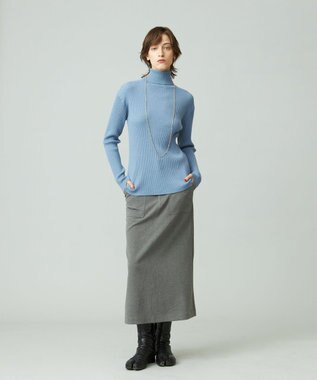J.PRESS YORK STREET 【WOMEN】ANTI PILLING WOOL リブタートルニット サックスブルー系