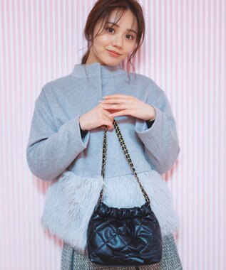 Feroux キルティング＆エコファー チェーンバッグ ブラック系