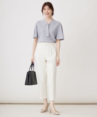 ANY SIS 【UVケア】ボウタイフレアスリーブ ニット ライトブルー