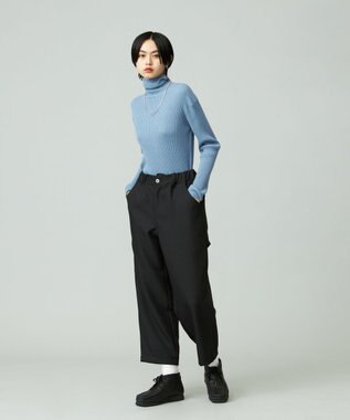 J.PRESS YORK STREET 【WOMEN】ANTI PILLING WOOL リブタートルニット サックスブルー系