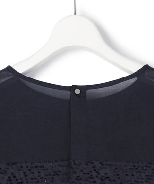 23区 カットジャカードコンビ シアー ブラウス ネイビー系