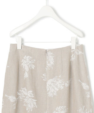 ICB L 【洗える】リネンオックスフラワープリント スカート トープ系