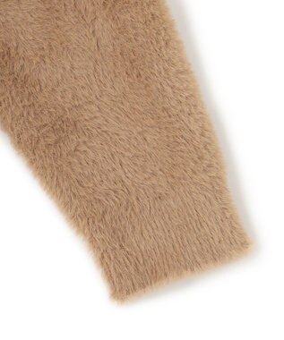 UNFILO ナイロンシャギー Vネックカーディガン キャメル