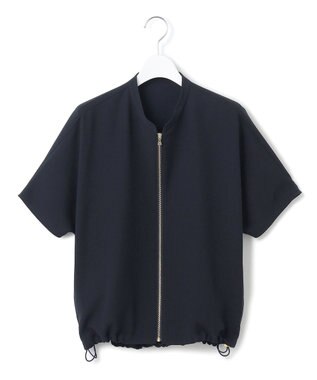 23区 【一部店舗限定/吸水速乾/UVカット/接触冷感】ストレッチジョーゼット フレンチスリーブ ブルゾン ネイビー系