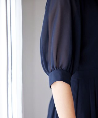 Tiaclasse 【洗える】シフォンワンピース ネイビー