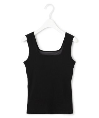 ICB 【洗える】【OUR WACOAL コラボ】カップイン スクエアネック タンクトップ ブラック系