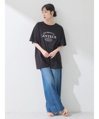 earth music&ecology アソートロゴプリントＴ Black