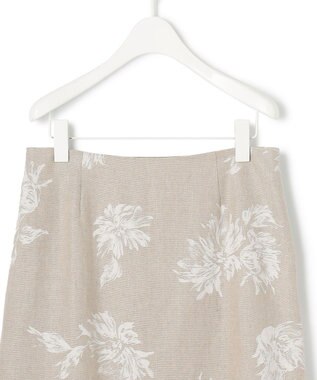 ICB L 【洗える】リネンオックスフラワープリント スカート トープ系