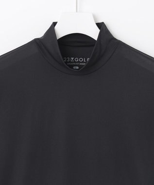 23区GOLF 【MEN】【吸水速乾/UVケア】30デニール 無地モックネックインナーシャツ ブラック系
