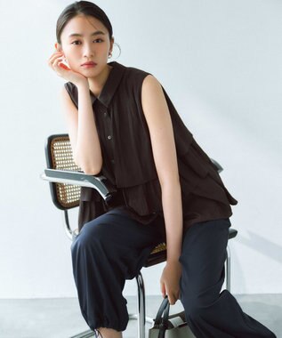 組曲 L ポリエステルレーヨンツイル パンツ ネイビー系