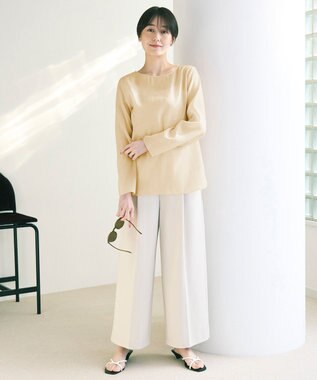 UNFILO 【11サイズ展開】 BEAUTY MOVE タックワイドパンツ アイボリー