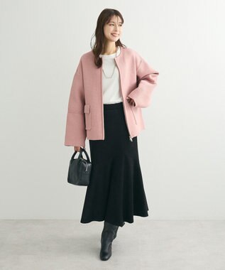 Green Parks ・ｓｗｉｎｇ　ｂｙ　Ｗ－ＺＩＰニットカーディガン Pink