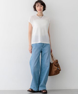 23区 【一部先行予約/見上愛さん着用/接触冷感】23区DENIM サマー ストレート ワイド パンツ スカイブルー系