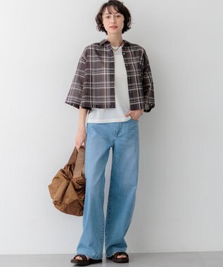 23区 【一部先行予約/見上愛さん着用/接触冷感】23区DENIM サマー ストレート ワイド パンツ スカイブルー系