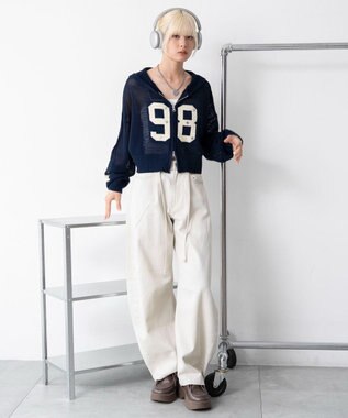 WEGO ナンバリングメッシュニットパーカー ネイビー