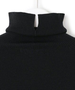 23区 L 【見上愛さん着用/VERY掲載/洗える】ウーステッドウール リブタートル ボーダー ニット ブラック×ベージュ