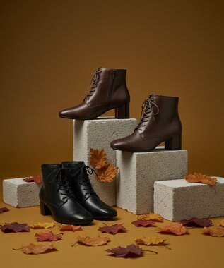 Pointer 内側ファスナー 本革レースアップショートブーツ ダークブラウン