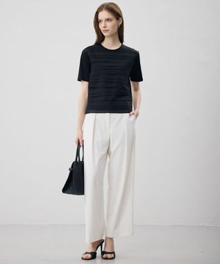 ICB シフォンコンビ ランダムタックカットソー ブラック